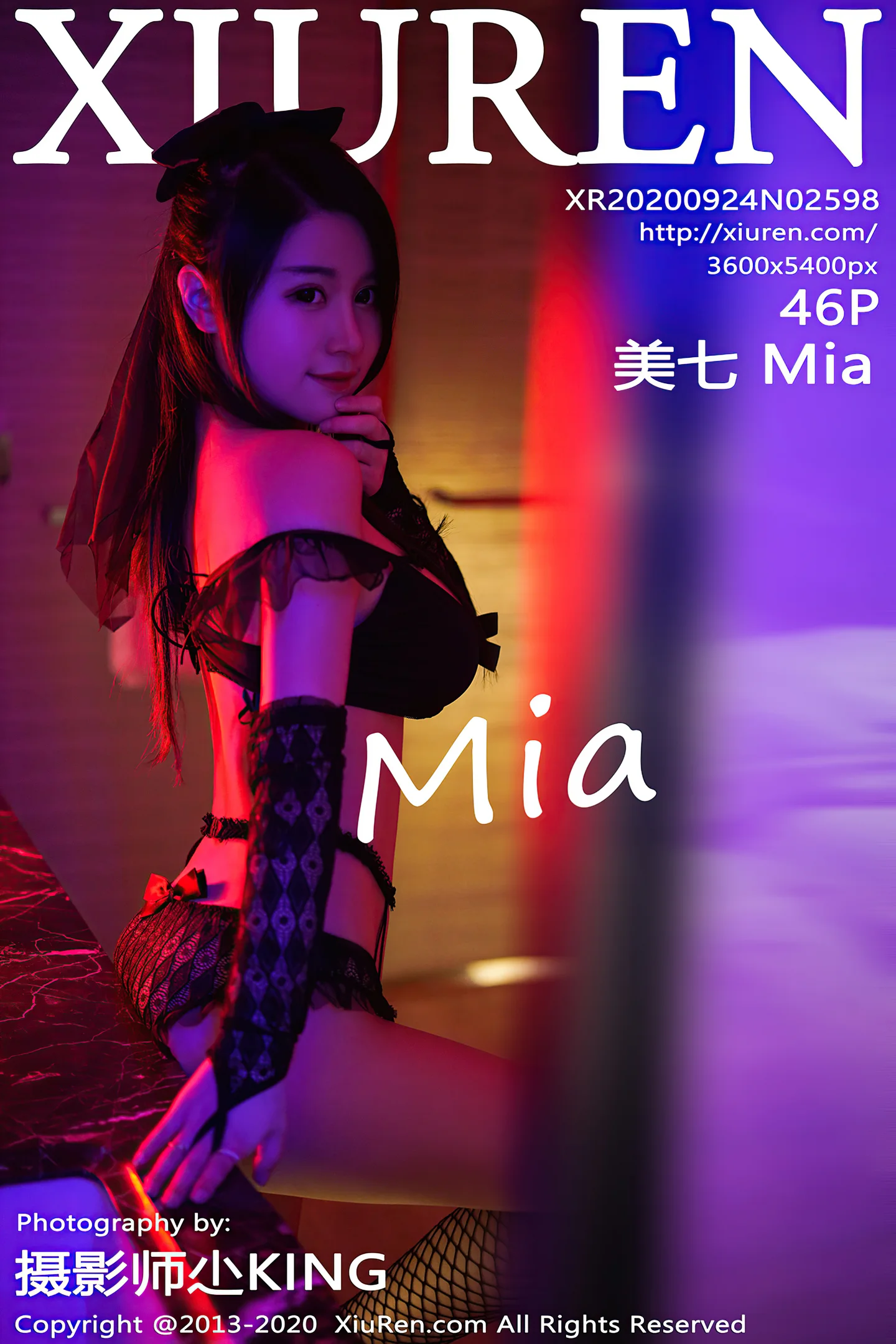 [XiuRen秀人网]No.2598_嫩模美七Mia私房蕾丝内衣配黑丝渔网秀童颜巨乳绝佳身材诱惑写真46P-秀人网 - XiuRen.Pro